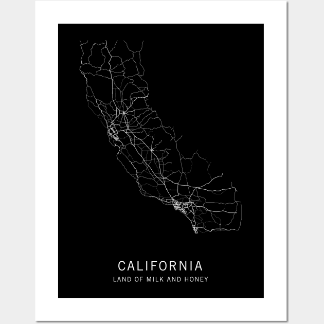 California State Road Map Wall Art by ClarkStreetPress